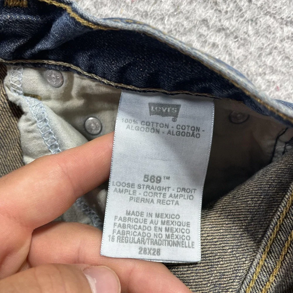 Levis 569 Loose Straight Jeans Mens 28x28 Blue Y2K Vintage Denim Mexico 2000s